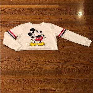 A Long Sleeved Mickey Mouse Cropped Shirt